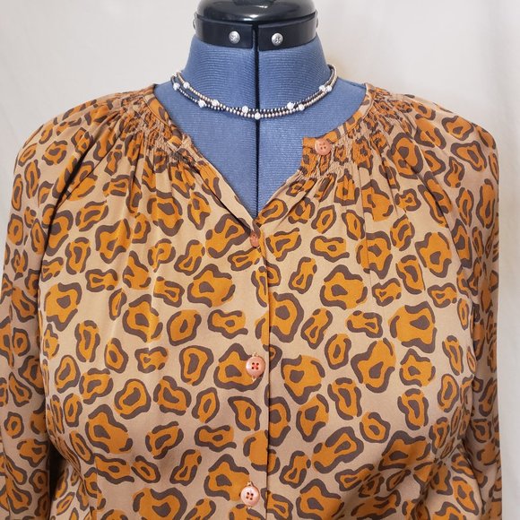 Tucker Leopard Print Silk Maxi Peasant Shift Dress - Picture 7 of 14